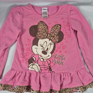 Disney Girls Toddler Pink Top Shirt Long Sleeve "Minnie Mouse " Size 5